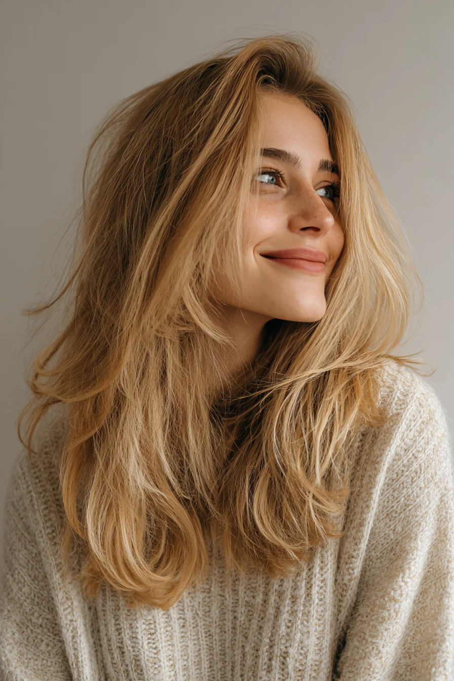 26. Gesichtsumrahmende Schichten mit Champagnerblond (70er-Jahre-Frisuren für Frauen) – 70er-Jahre-Frisuren für Frauen