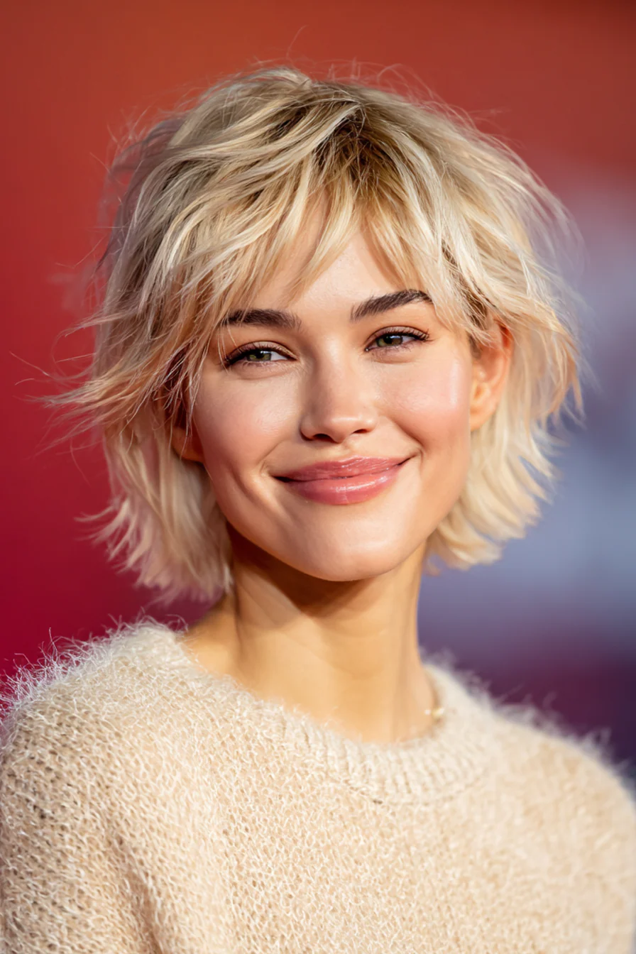 18. Luftiger blonder Schnitt mit dünnen Enden (kurze blonde Frisuren) – Kurze blonde Frisuren