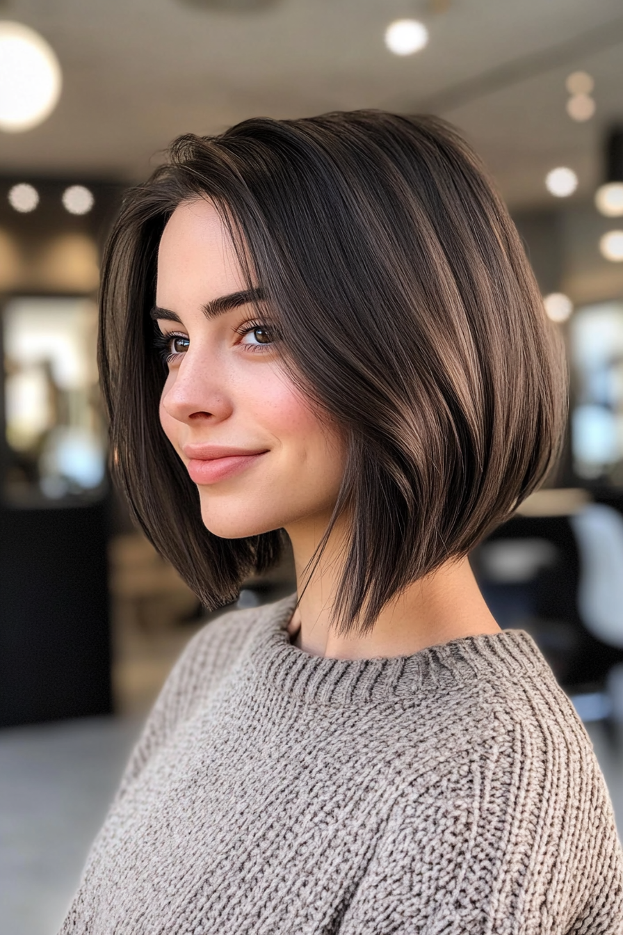 18. Abgleer Lob mit Holzkohle -Tönung (Haarbeinlängenhaarschnitte) - Haarbeinlängenhaarschnitte