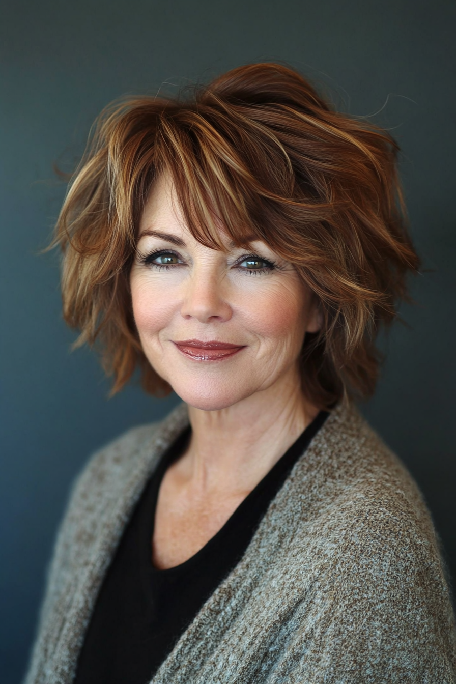 18. Karamellwellen -Shag mit unordentlichem Finish (kantige Frisuren für Frauen über 60) - kantige Frisuren für Frauen über 60