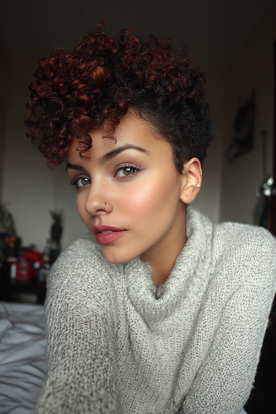 18. Cherry Cola definiert Frohawk (kurze lockige Haarschnitte für Frauen) - kurze lockige Haarschnitte für Frauen