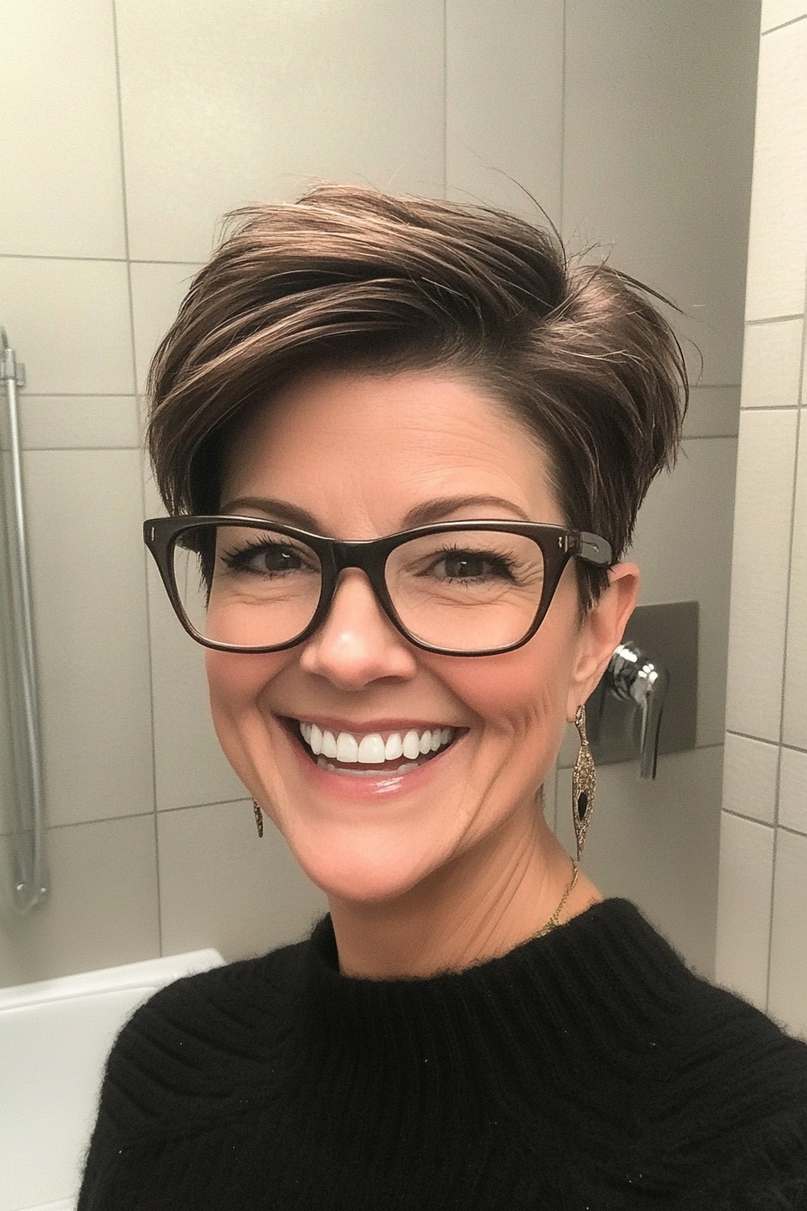 18. Chic Espresso -Unterkut -Pixie (Pixie -Haarschnitte für Frauen über 50 mit Brillen) - Pixie -Haarschnitte für Frauen über 50 mit Brillen