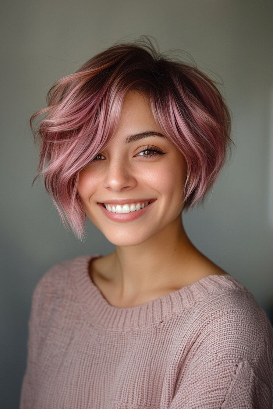 18. Kinnlängenschichten in staubigen Rosen (geschichtete Haarschnitte für das dünner Haar) - Geschichtete Haarschnitte für das dünner Haar