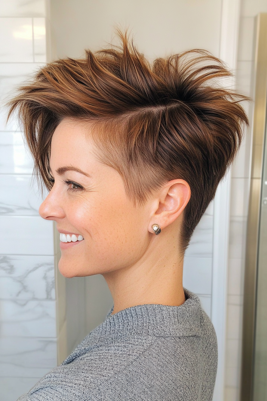 18. Cool Brown Faux Hawk mit Side Feger Rand (Faux Hawk Haircuts for Women) - Faux Hawk Haircuts für Frauen
