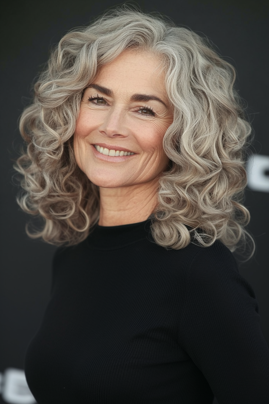 18. Curly Crop mit leichter Ascheblonde (Haarschnitte für Frauen über 50 mit lockigem Haar) - Haarschnitte für Frauen über 50 mit lockigem Haar