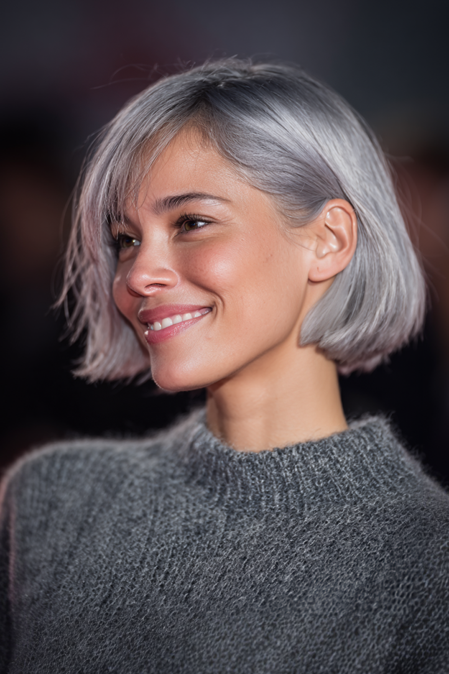 18. gebogener silberner Bob (kurze Bob -Haarschnitte) - kurze Bob -Haarschnitte