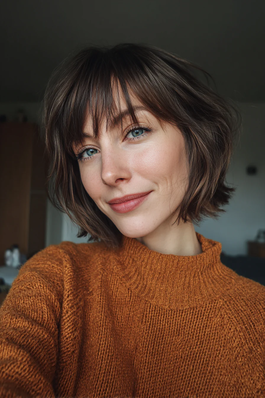 18. Ohrlanger Bob in Ahornbraun (Kurzhaarschnitte für Frauen über 40 mit feinem Haar) – Kurzhaarschnitte für Frauen über 40 mit feinem Haar