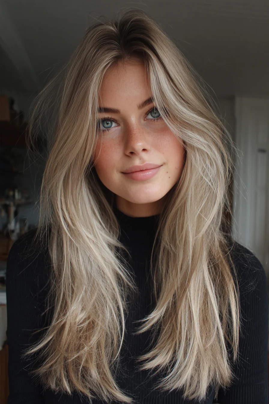 18. Gefiederte Schichten in Weizenblond (Haarschnitt-Ideen für Frauen) – Haarschnitt-Ideen für Frauen