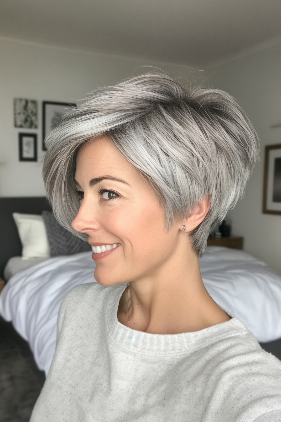 18. Federned Pixie in natürlicher Grau (Frisuren für kurze Haare) - Frisuren für kurze Haare