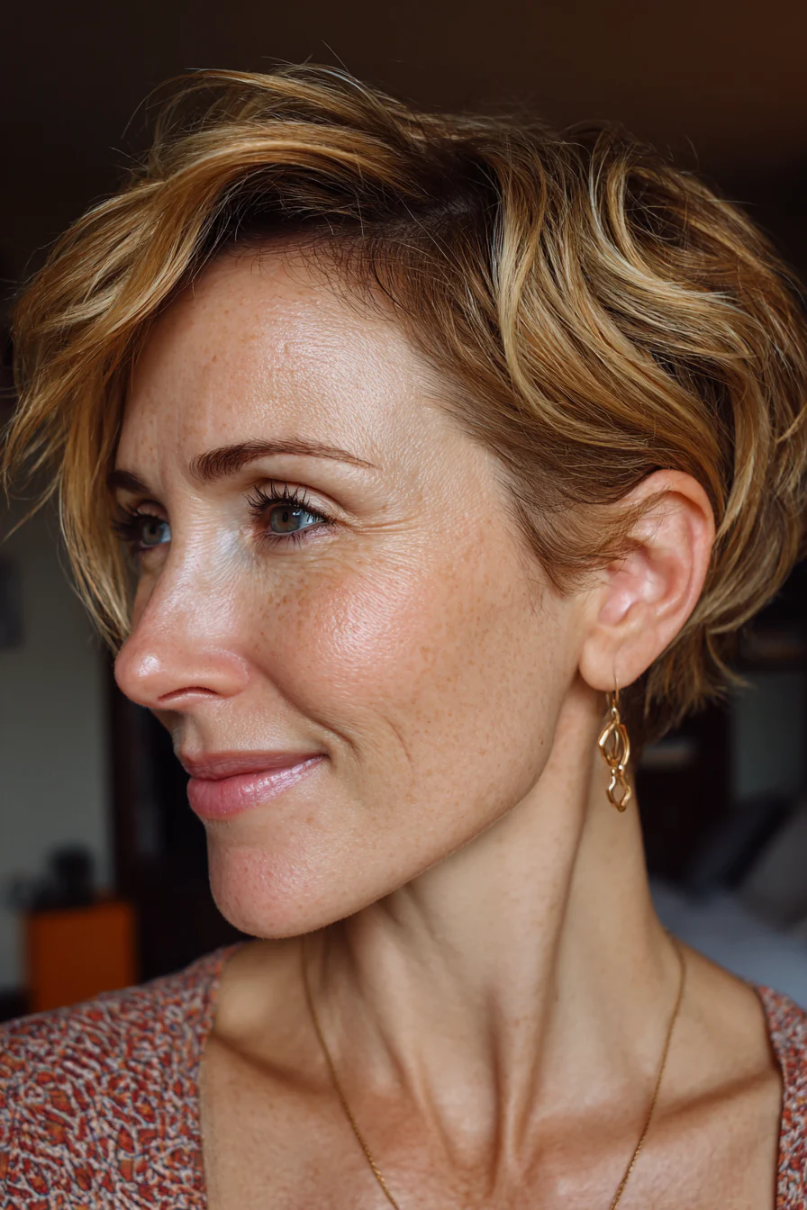 18. Honey Blonde Classic Pixie (Pixie-Frisuren für Frauen über 40) – Pixie-Frisuren für Frauen über 40