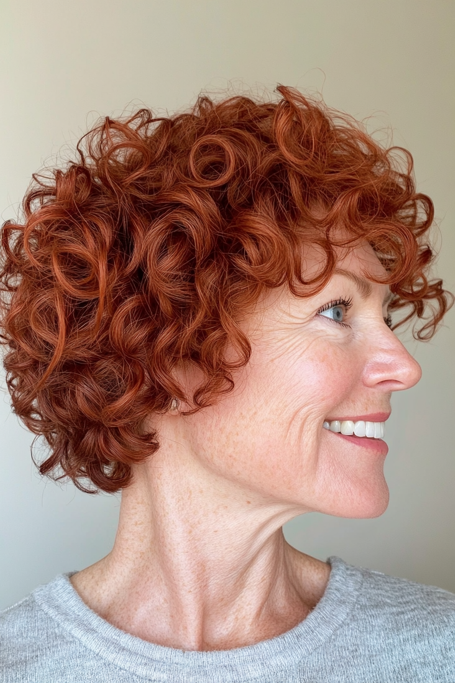 18. Natural Red Curled Crop (funky Haarschnitte für Frauen über 50) - Funky Haarschnitte für Frauen über 50
