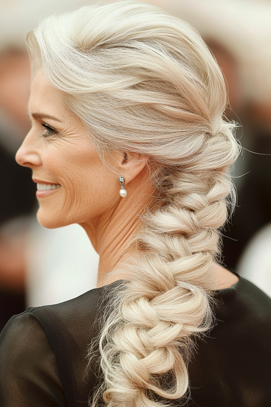 18. Perle Blonde elegante französische Geflecht (Hochzeitsfrisuren für ältere Frauen) - Hochzeitsfrisuren für ältere Frauen