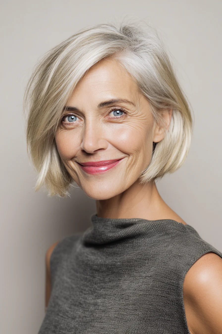 18. Polierter, stumpfer Bob in natürlichem Mittelblond (Bob-Frisuren für ältere Frauen) – Bob-Frisuren für ältere Frauen