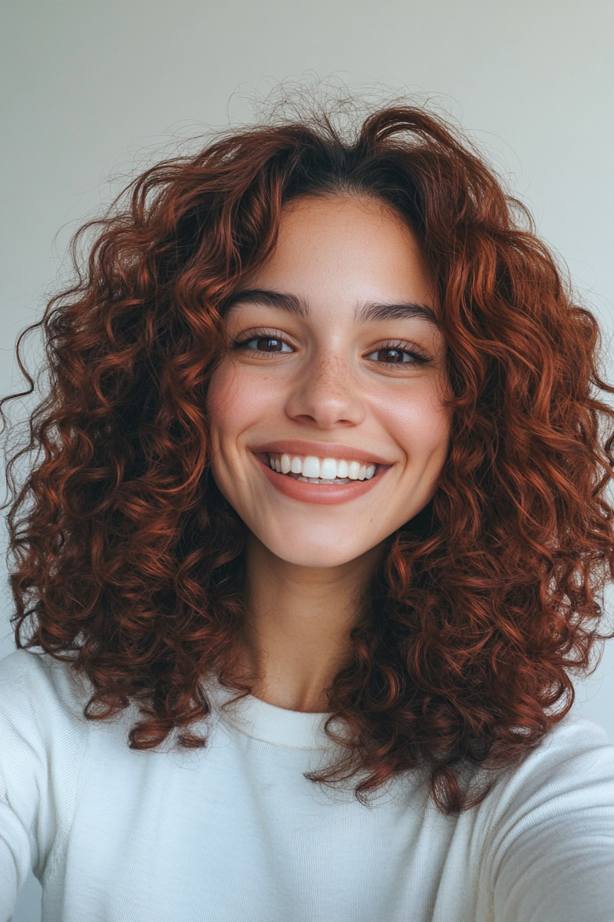 18. Skulptierte Locken geschnitten mit tiefem Mahagoni (mittelgroße Haarschnitte für krauses Haar) - mittelgroße Haarschnitte für krauses Haar