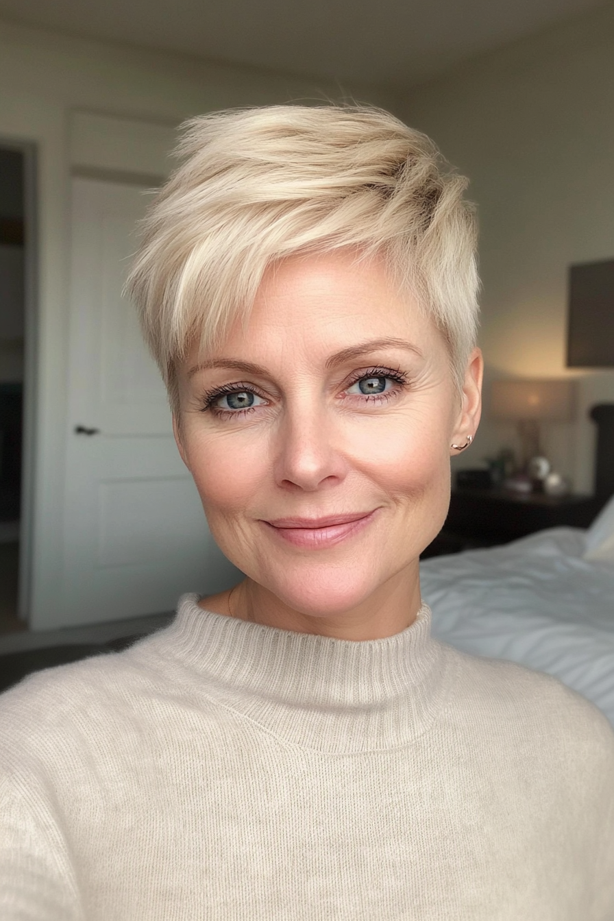 18. Kurzer Rasierer geschnitten mit Honigblond (super kurze Haarschnitte für ältere Frauen) - Super kurze Haarschnitte für ältere Frauen