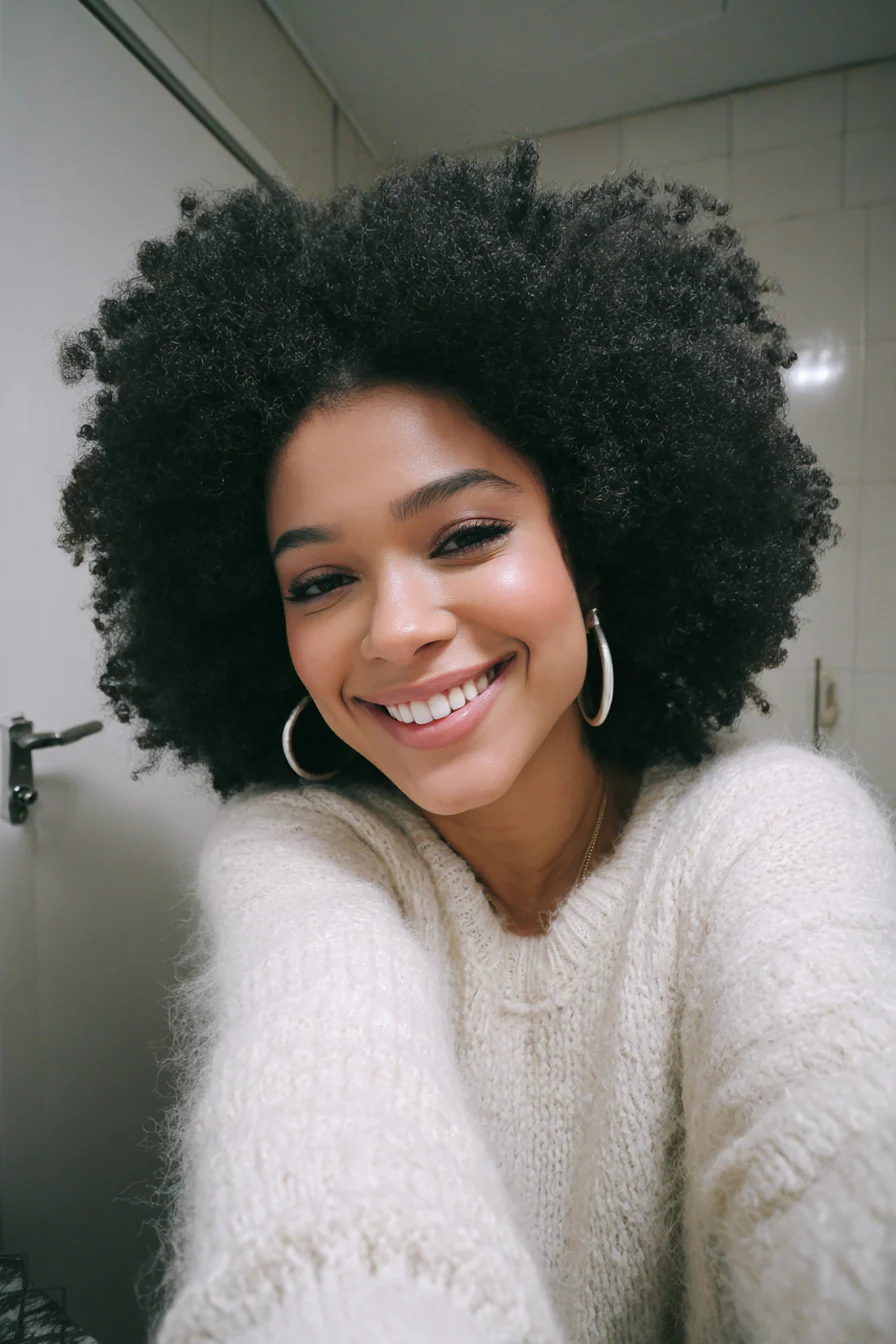 18. Weicher, geschichteter Afro mit natürlichem Schwarz (70er-Jahre-Frisuren für Frauen) – 70er-Jahre-Frisuren für Frauen