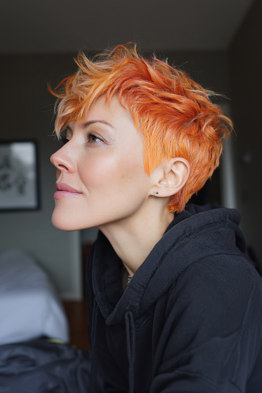 18. Tangerine Bold Pixie (Pixie -Frisuren für Frauen über 40) - Pixie -Frisuren für Frauen über 40