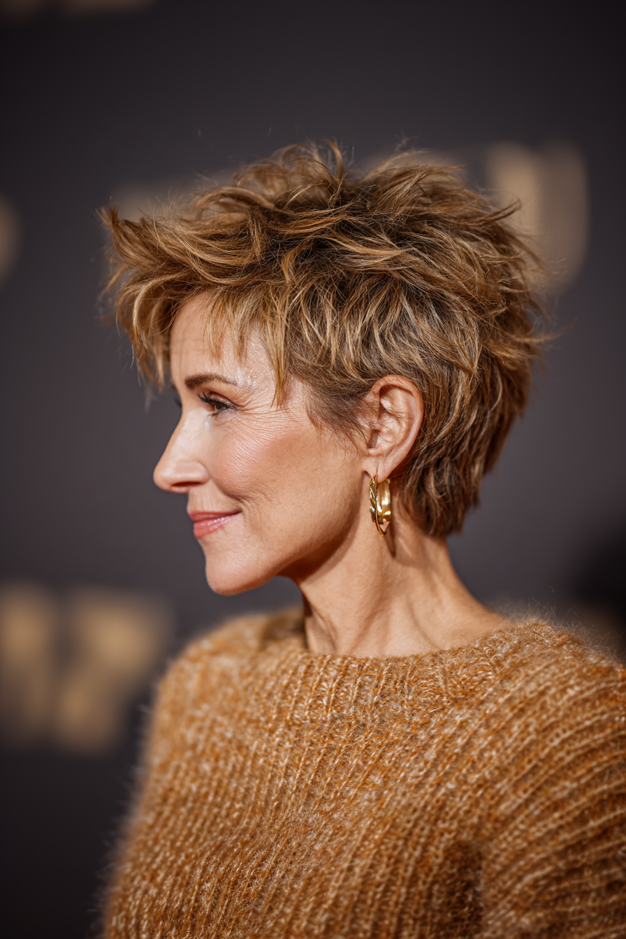 18. zerzauste Karamellpixie (Stachelfrisuren für Frauen über 50) - Stachelfrisuren für Frauen über 50