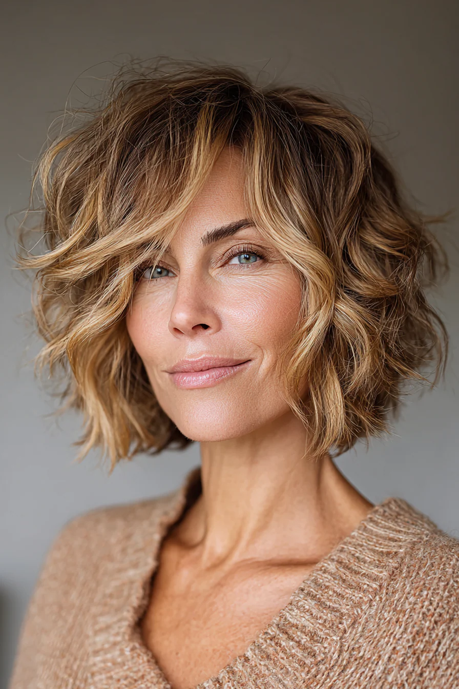 18. Welliger Shag-Bob in Honey Bronde (kurze Shag-Frisuren für Frauen über 50) – Kurze Shag-Frisuren für Frauen über 50