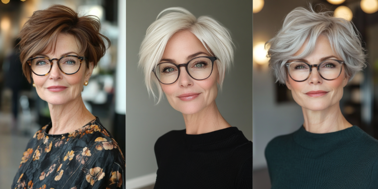 19 stilvolle Pixie-Frisuren für Frauen über 60 mit Brille