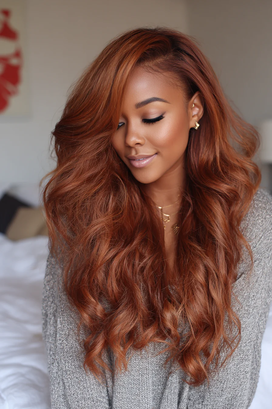 19. Zimtgeschichtete Wellen (lange gewellte Frisuren) – Lange gewellte Frisuren