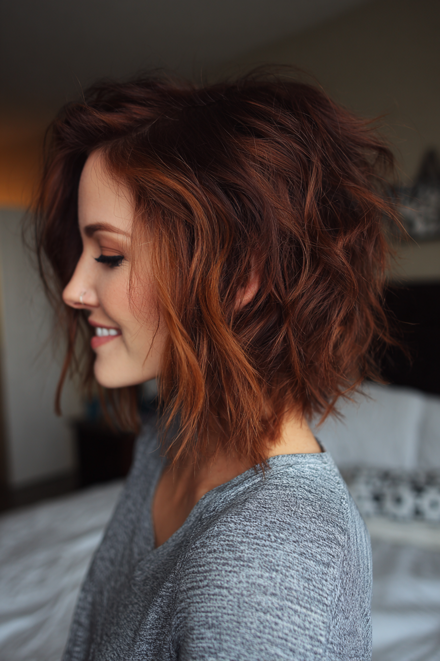 19. Kupferbraune wilde Schichten (geschichtete, unordentliche Haarschnitte) – geschichtete, unordentliche Haarschnitte