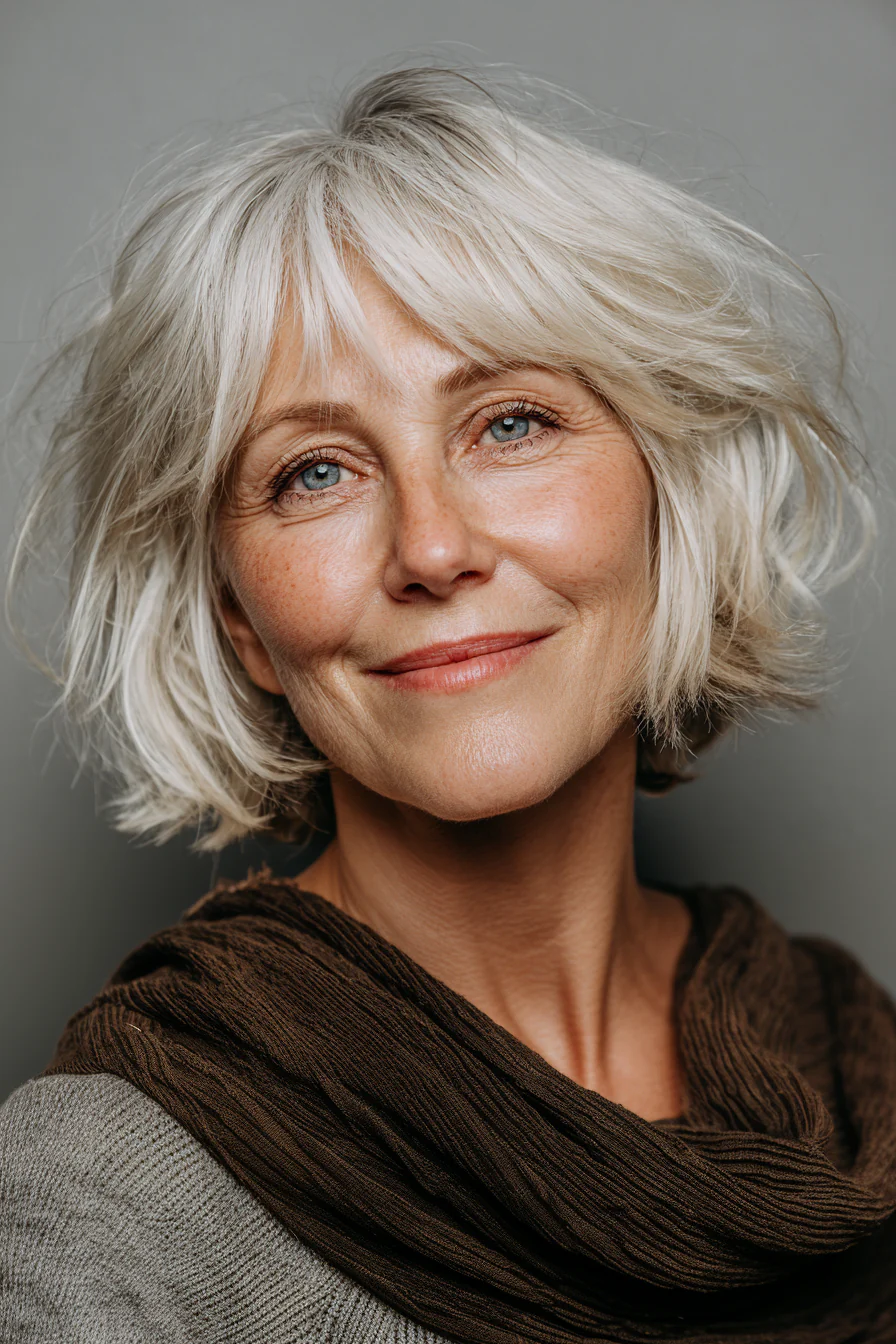 19. Kurzer Bob mit abgerundeten Enden – Naturblond (kurze Frisuren für ältere Frauen mit dickem Haar) – Kurze Frisuren für ältere Frauen mit dickem Haar