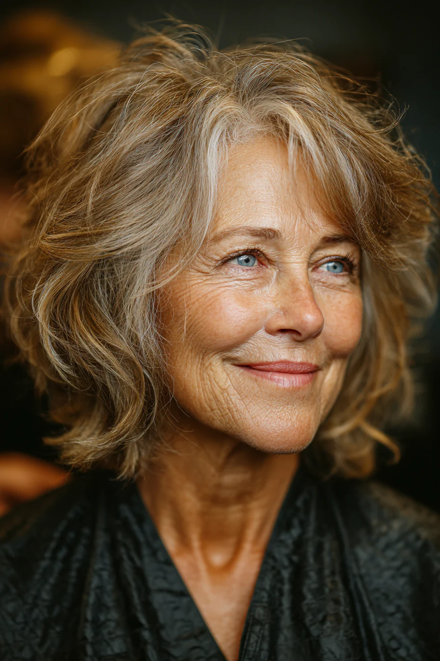 19. Golden Chestnut Feathered Lob (abgehackte Haarschnitte für Frauen über 60) – abgehackte Haarschnitte für Frauen über 60