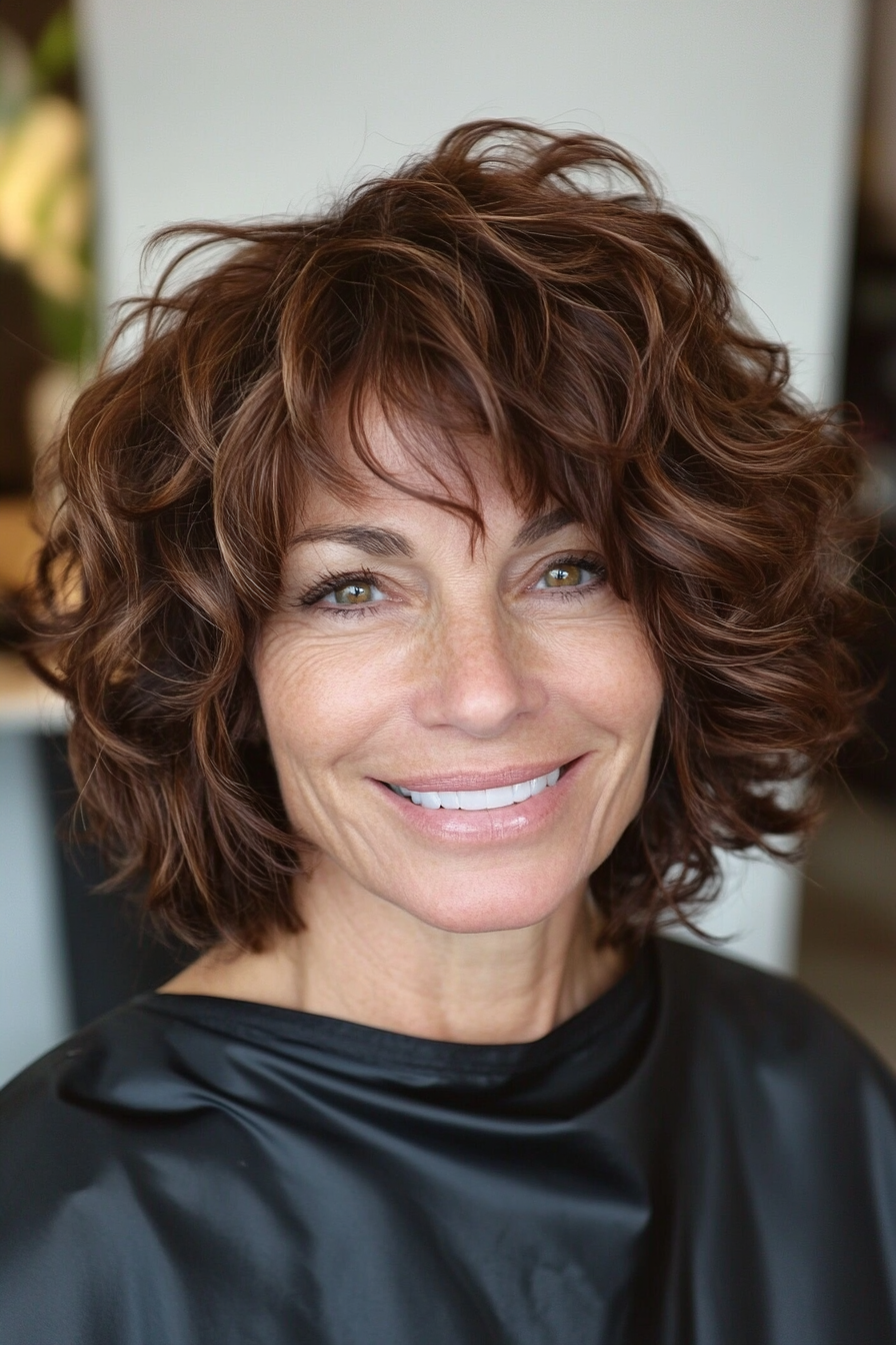 19. Layered Locken in Bronzebraun (Hüftfrisuren für Frauen über 50) - Hüftfrisuren für Frauen über 50