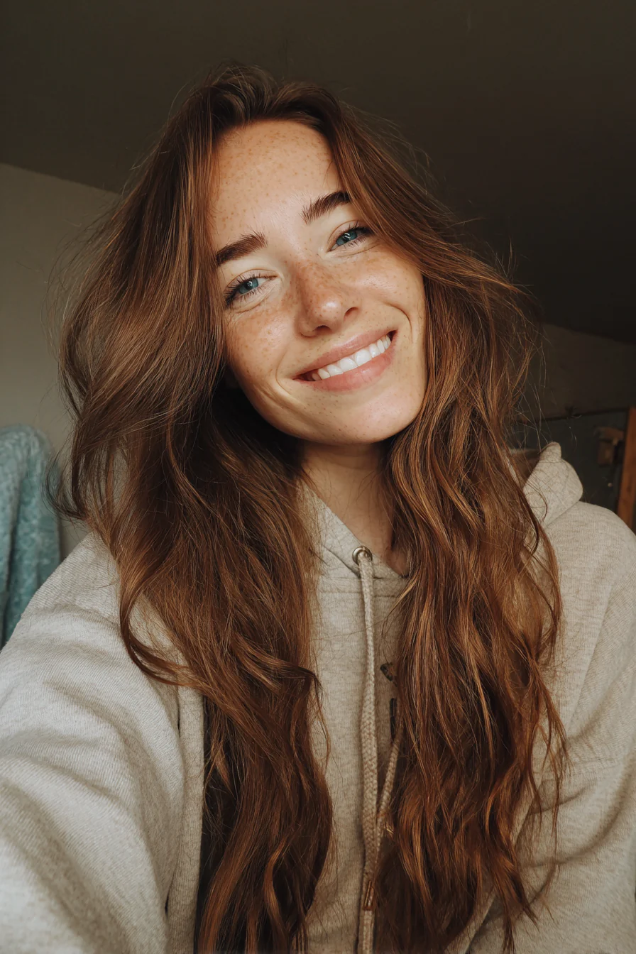 19. Lange Boho-Schichten mit Kastanien- und Toffee-Mischung (Haarschnitte für dickes Haar) – Haarschnitte für dickes Haar