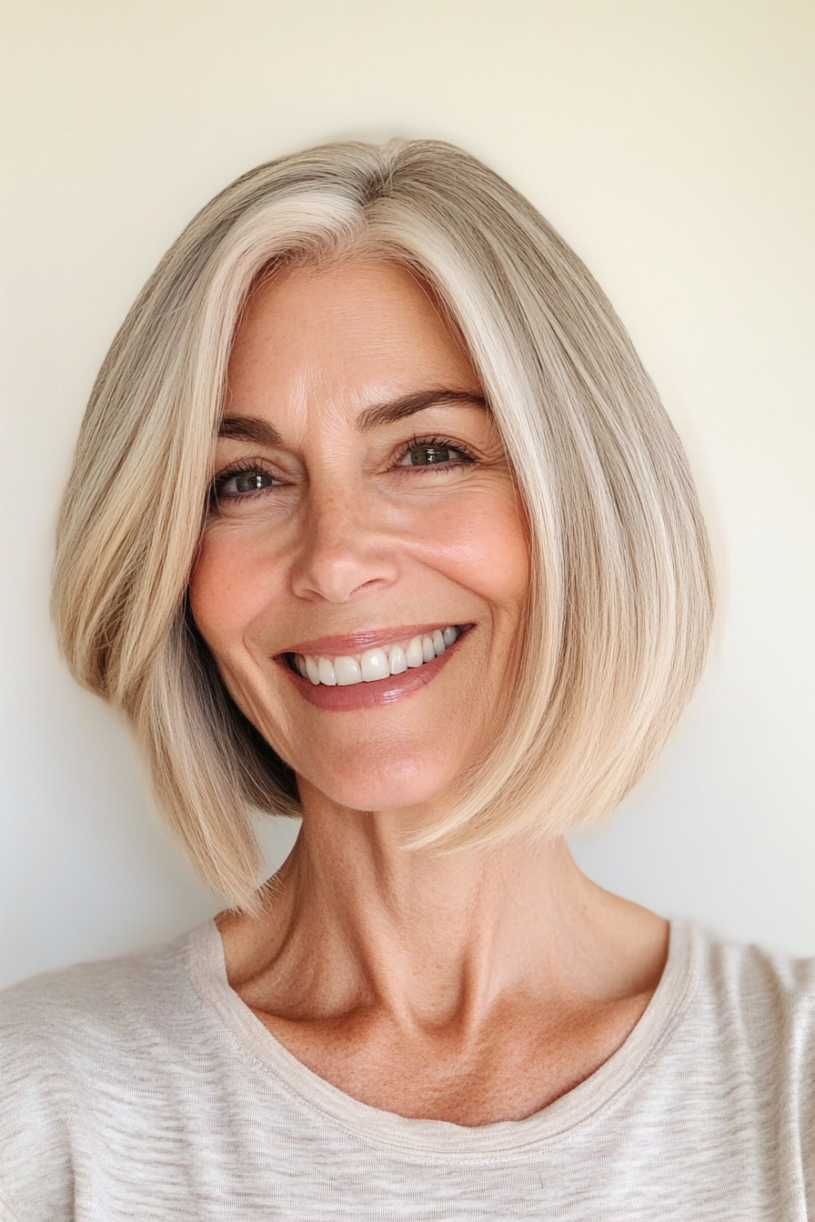 19. mittelblonde invertierte Bob (umgekehrte Bob -Haarschnitte für ältere Frauen) - Umgekehrte Bob -Haarschnitte für ältere Frauen