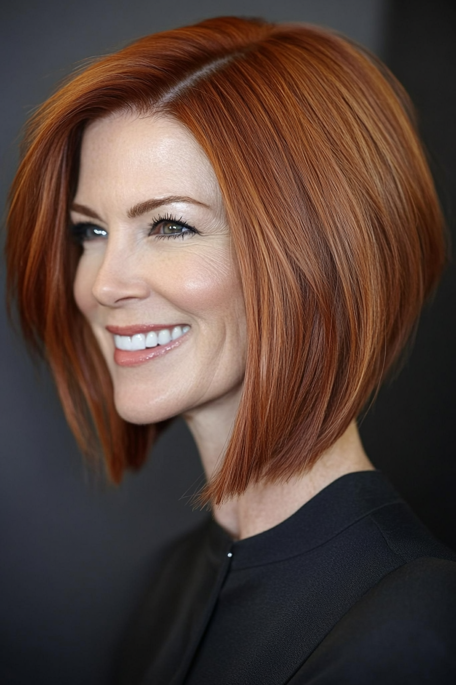 19. Natürlicher Auburn Winled Untercut Bob (Unterkut -Frisuren für Frauen über 50) - Undercut Frisuren für Frauen über 50