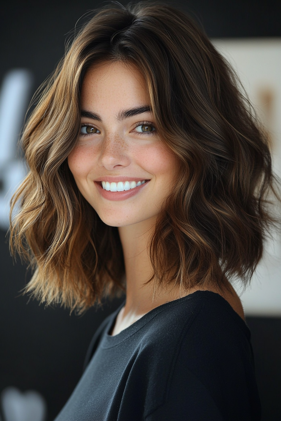 19. S -Wave Medium geschnitten mit aschbrauner (mittlerer Haarschnitte für krauses Haar) - mittelgroße Haarschnitte für krauses Haar