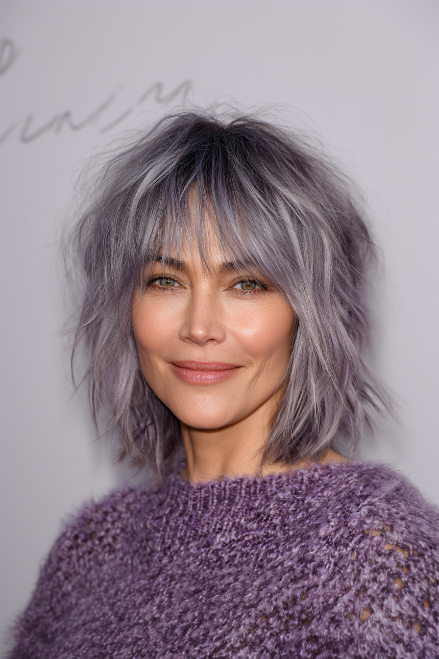 19. zerbrochener Lob mit rauchiger Lavendeltönung (LOB -Haarschnitte für Frauen über 50) - Lob Haarschnitte für Frauen über 50