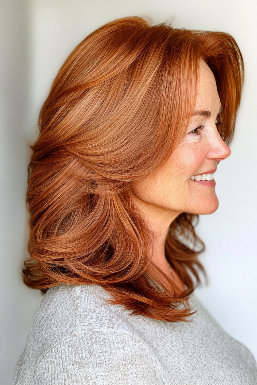 19. Soft Auburn Layered Cut (Haarschnittideen für Frauen über 60) - Haarschnittideen für Frauen über 60