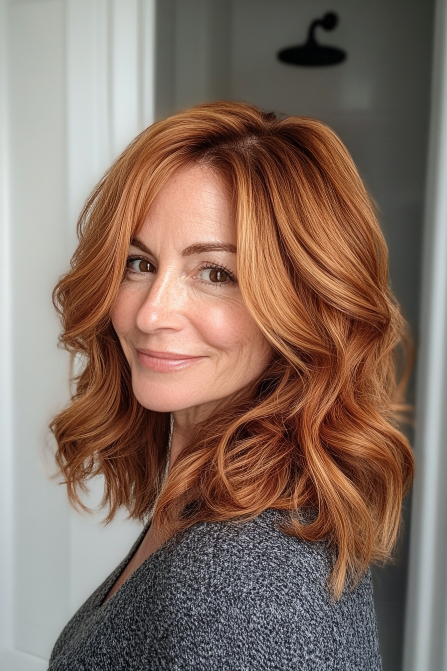 19. Weiche Zimtwelle Cut (schicke Frisuren für Frauen über 50) - schicke Frisuren für Frauen über 50