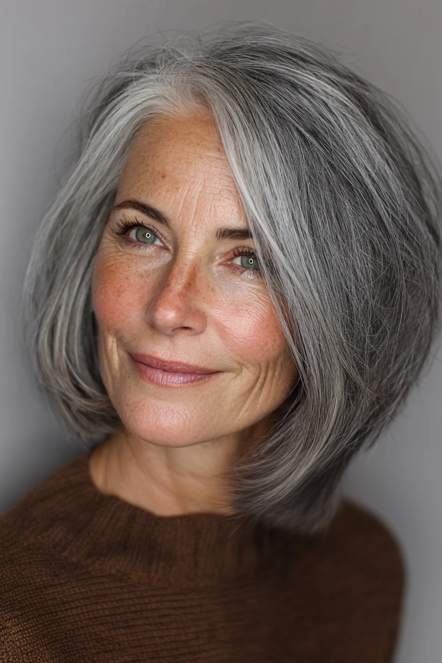 19. Soft Inverted Lob in dunklem Aschbraun (Bob-Frisuren für ältere Frauen) – Bob-Frisuren für ältere Frauen