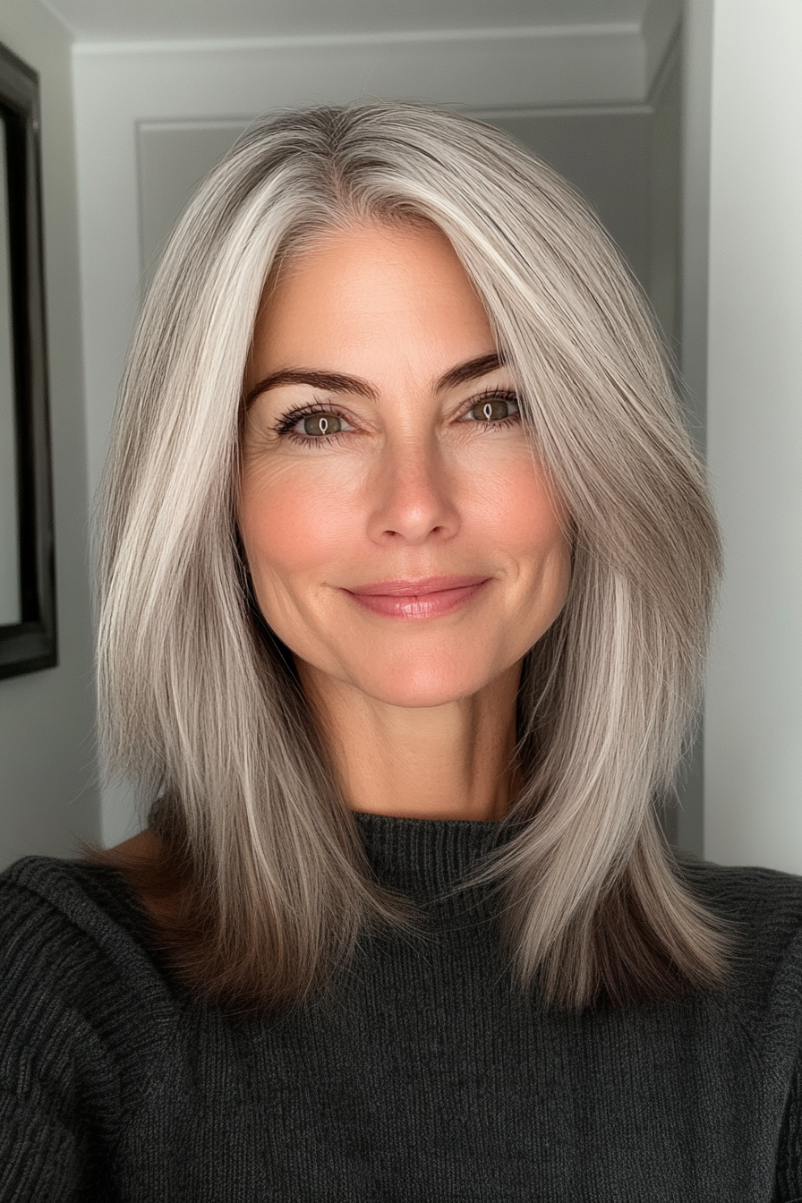 19. sich verjüngter Halslänge in Eschenblond (einfache Haarschnitte für Frauen über 40) - einfache Haarschnitte für Frauen über 40