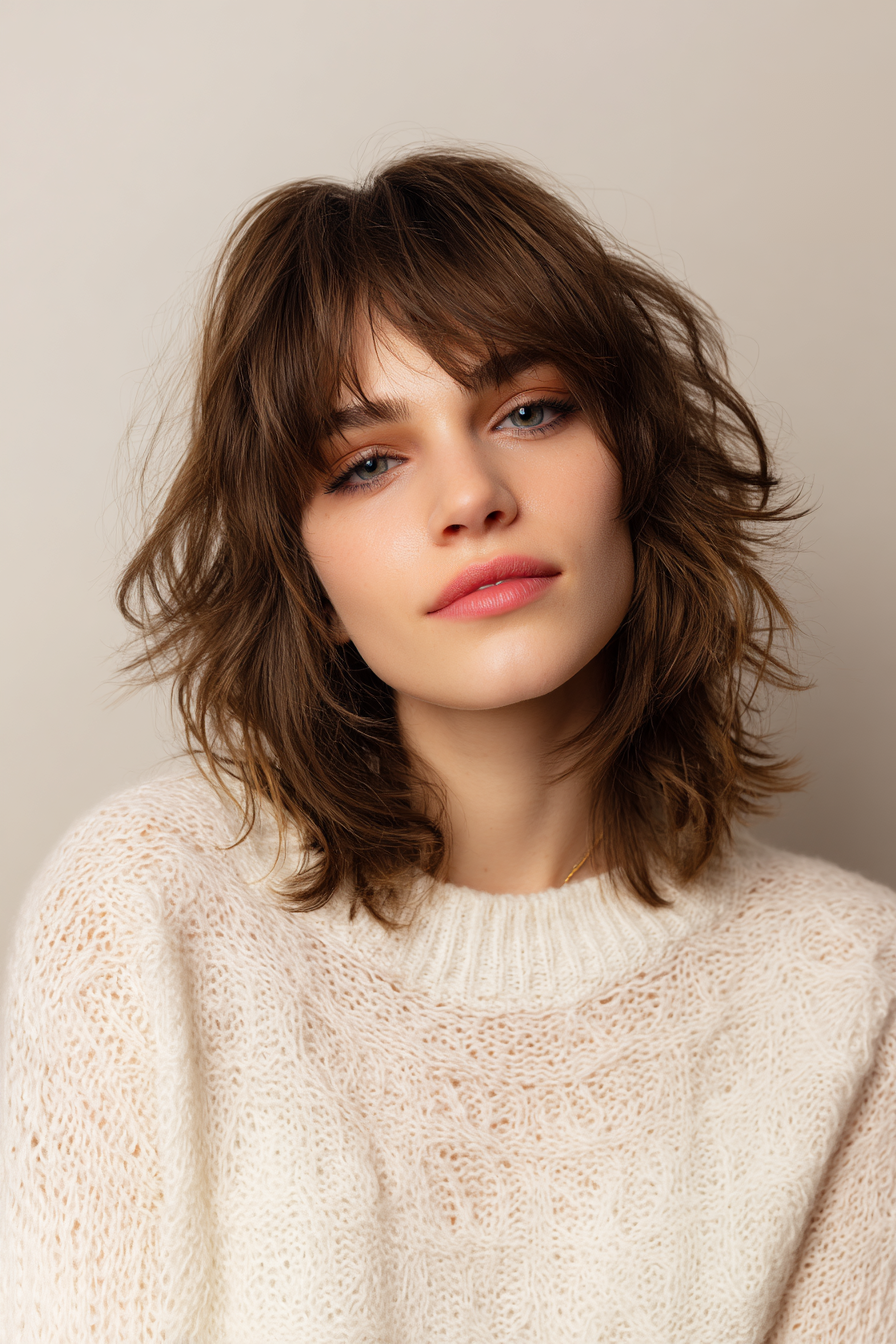 19. strukturierter Shag mit rauchbraunem (jugendlichen Frisuren) - jugendliche Frisuren