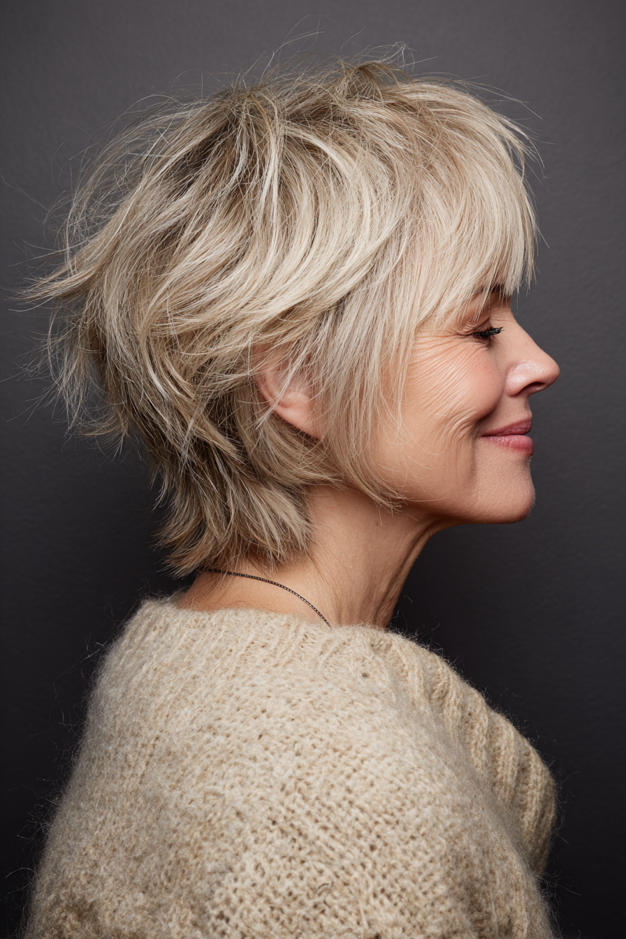 19. Strukturierter Wolfsschnitt mit sanftem Beigeblond (Unordentliche Frisuren für Frauen über 50) – Unordentliche Frisuren für Frauen über 50