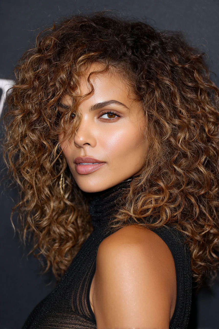 19. Toffee Textured Curly Layers (geschichtete lockige Frisuren) – geschichtete lockige Frisuren