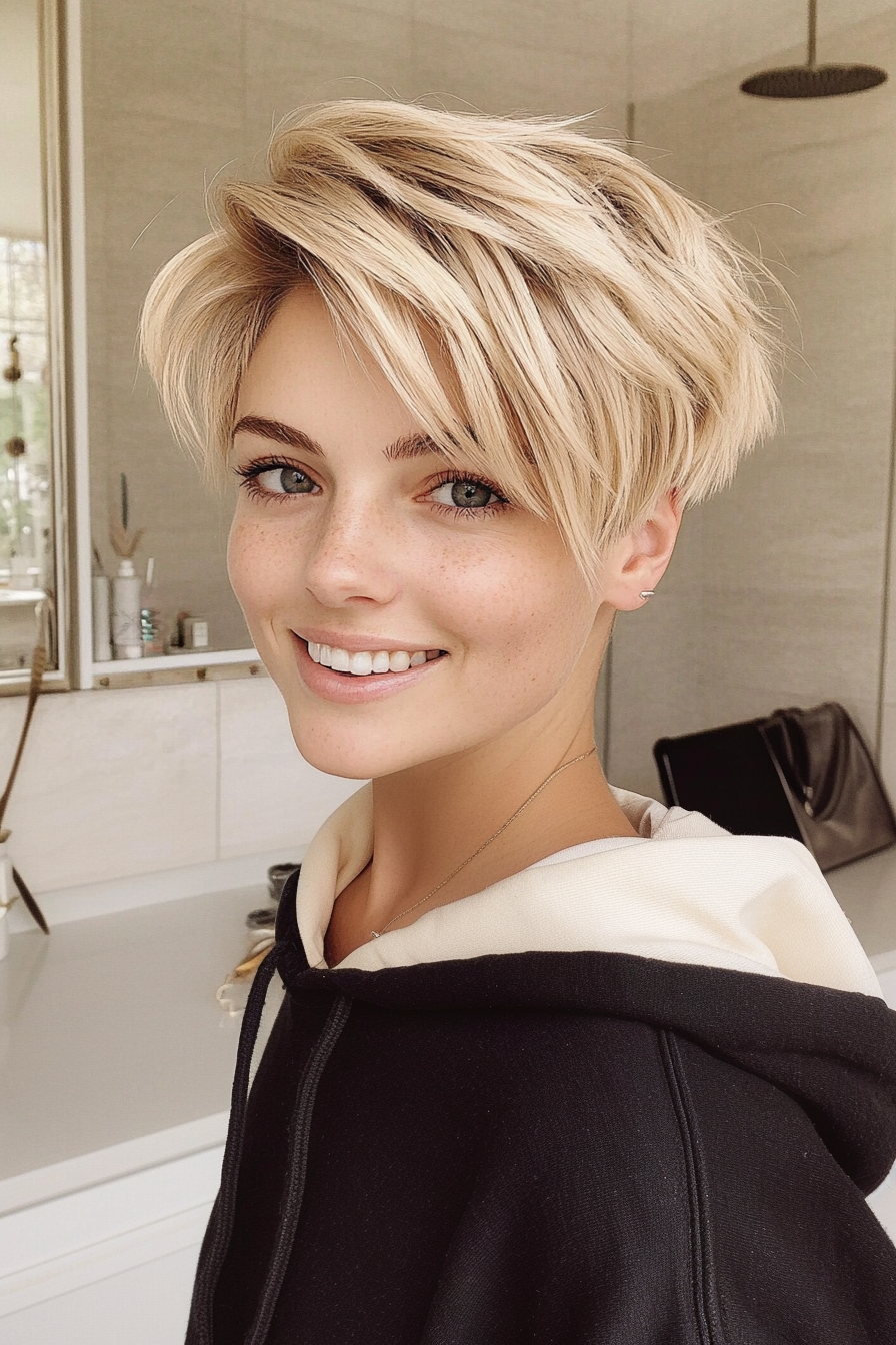 19. Untone Pixie mit geschnittenen Enden in kühlem Beige Blonde (kurze Pixie -Haarschnitte für feines, dünnes Haar) - kurze Pixie -Haarschnitte für feines Ausdünnen Haare