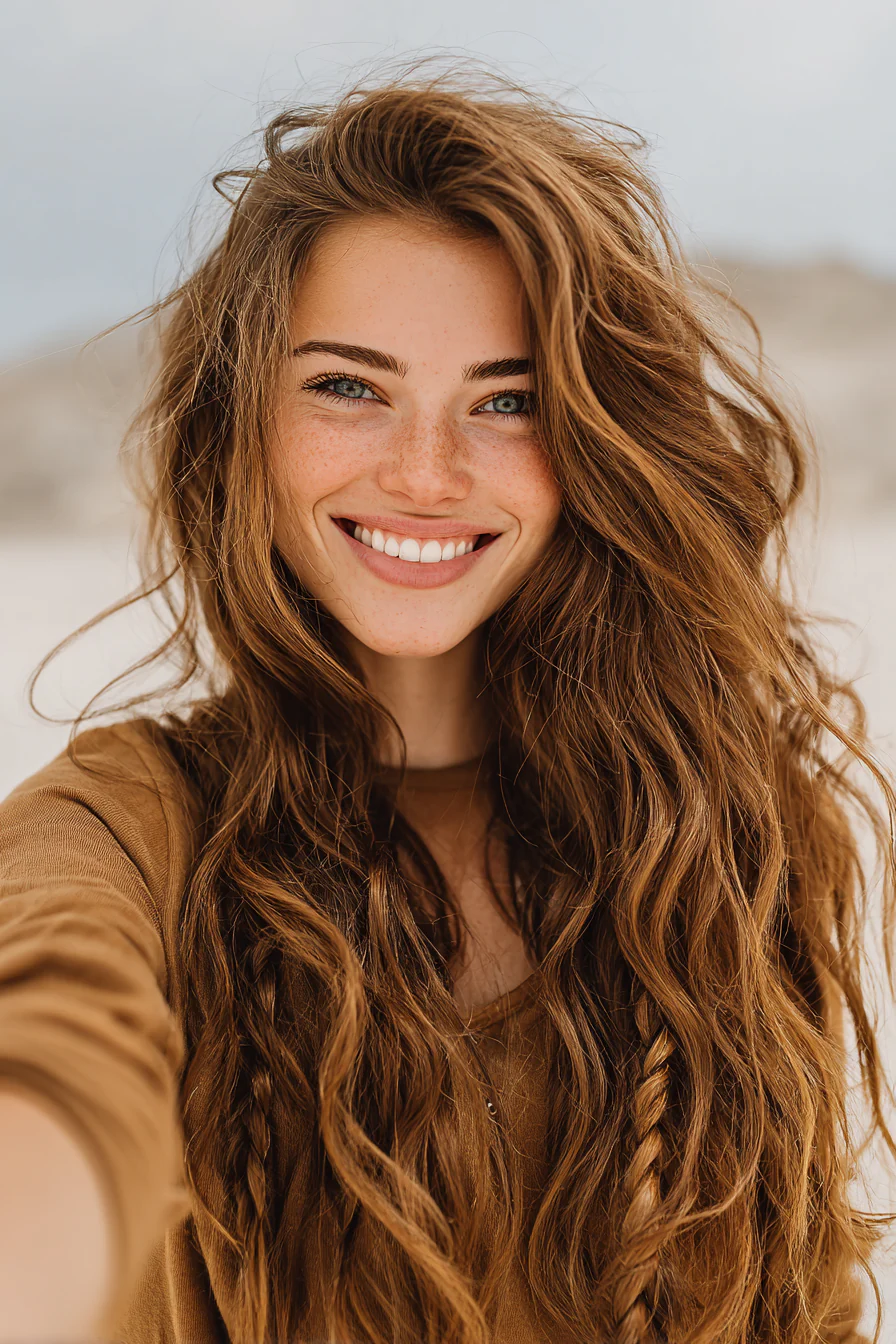 19. Lange Schichten mit Walnussstruktur (Boho-Frisuren) – Boho-Frisuren