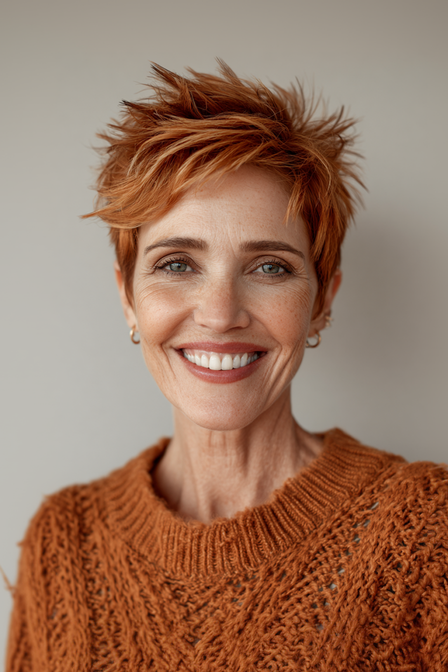 19. warme kupferstachige Schichten (kurze, stachelige Frisuren für Frauen über 60) - kurze, stachelige Frisuren für Frauen über 60