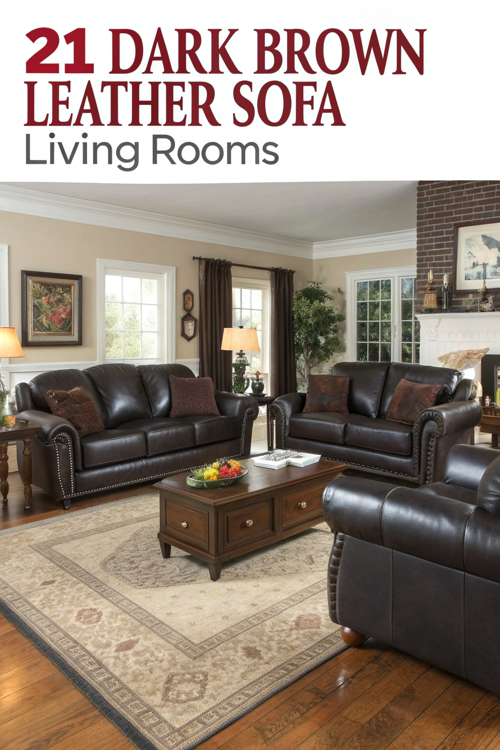 21 dunkelbraune Ledersofa Wohnzimmer