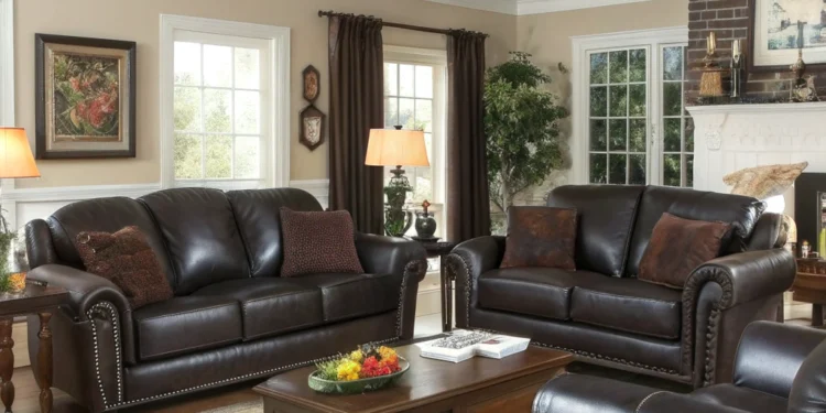 21 Wohnzimmer, die sich als dunkelbraunes Ledersofa beweisen, ist immer eine schicke Wahl