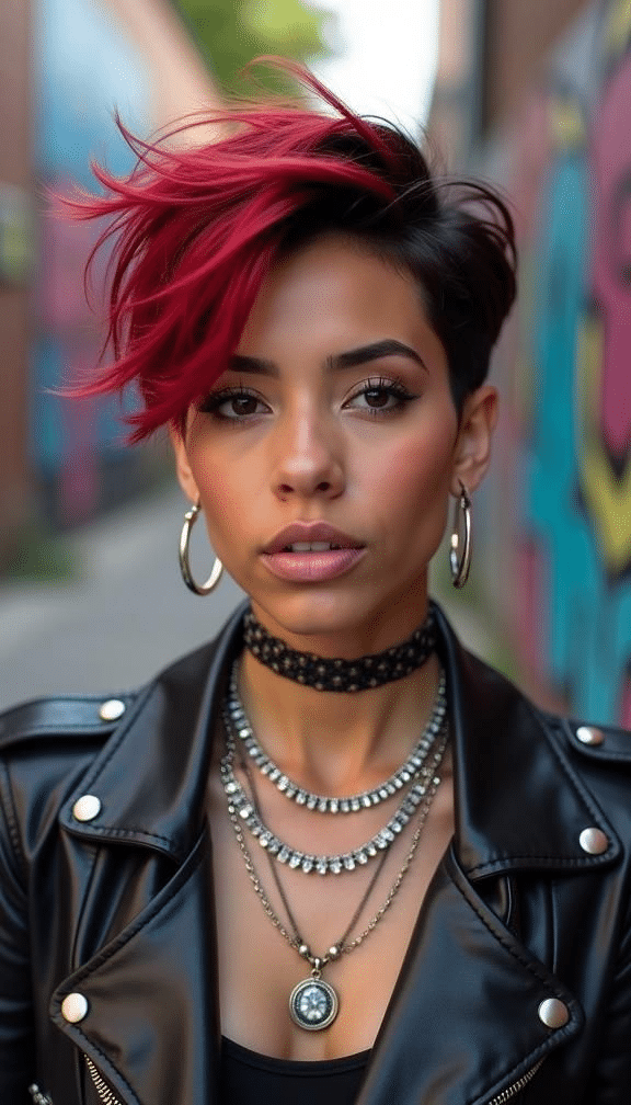 2. Bold Crimson Pixie mit Side Sweep