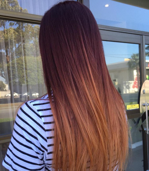 25 Beste Ombre Haarfarbe Ideen für blond, braune, rot und schwarze Haare Mahagoni nach Kupfer Ombre