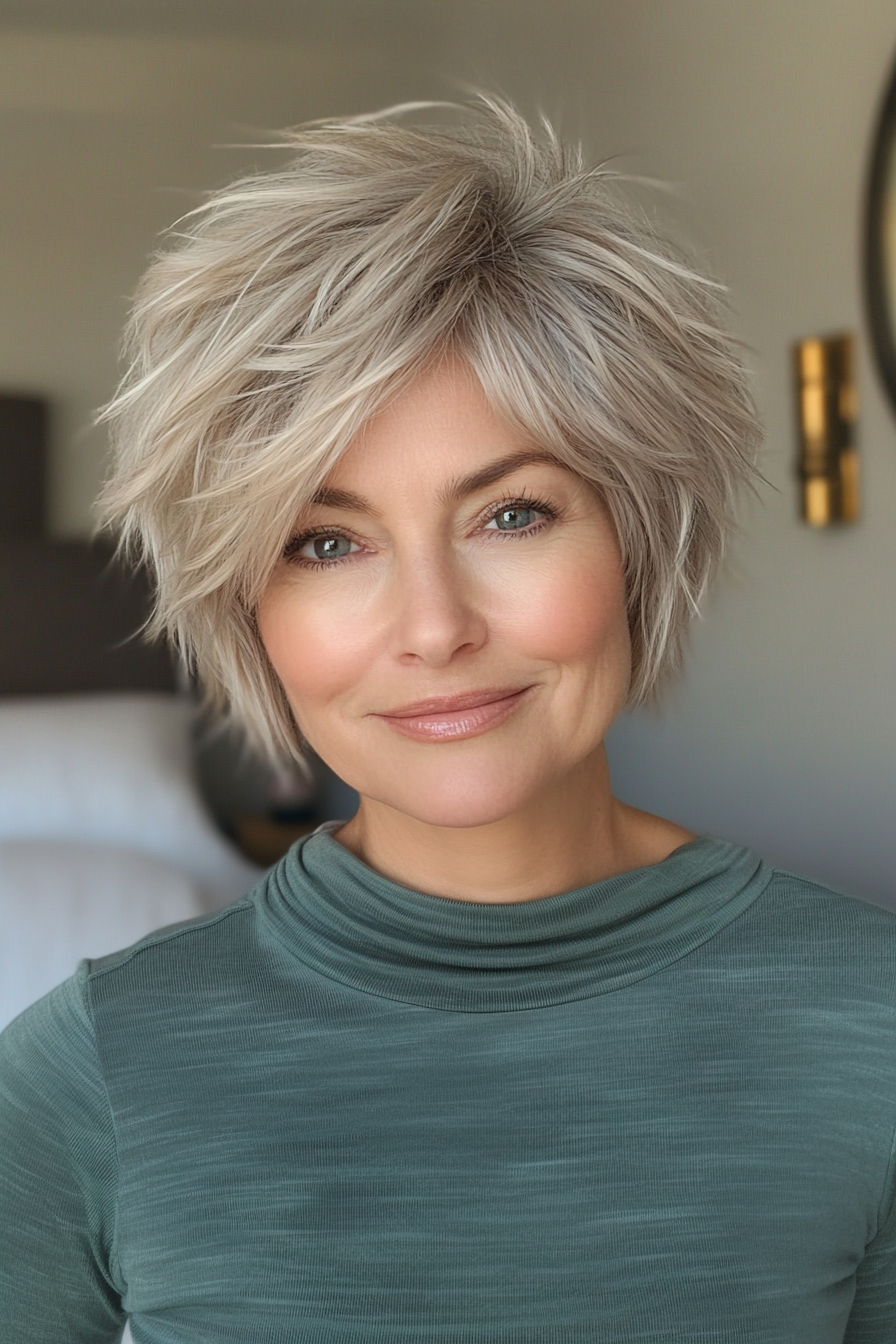 2. Ascheblonde Pixie Shag (kurze Shag -Haarschnitte für Frauen über 60) - kurze Shag -Haarschnitte für Frauen über 60