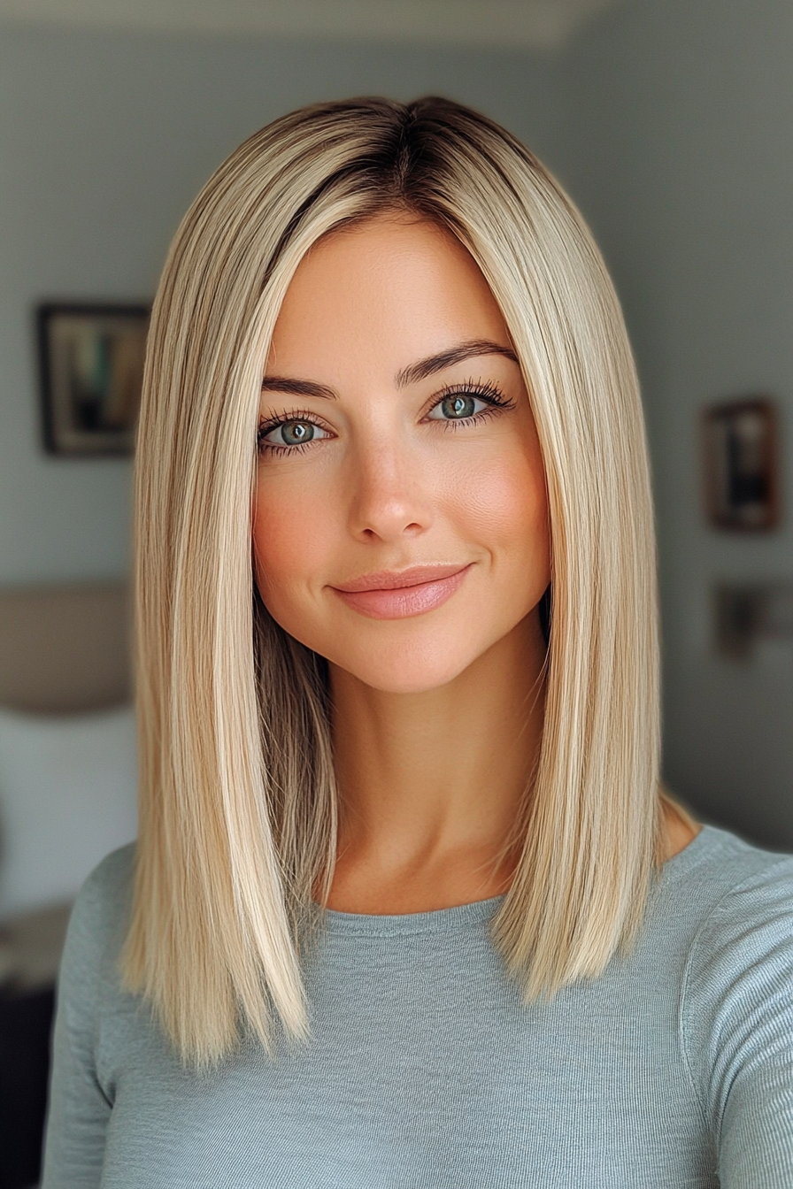 2. Blunt Colarbone Cut mit Honigblond (beste Haarschnitte für Frauen über 40) - beste Haarschnitte für Frauen über 40